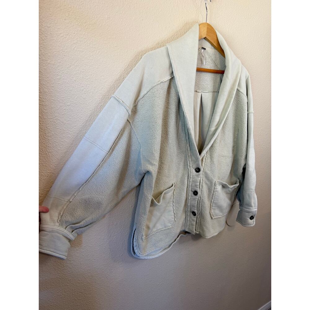 Free People Jordan Reversed Fleece Button Up Oversized Chunky Grandpa Cardigan M - Picture 3 of 15
